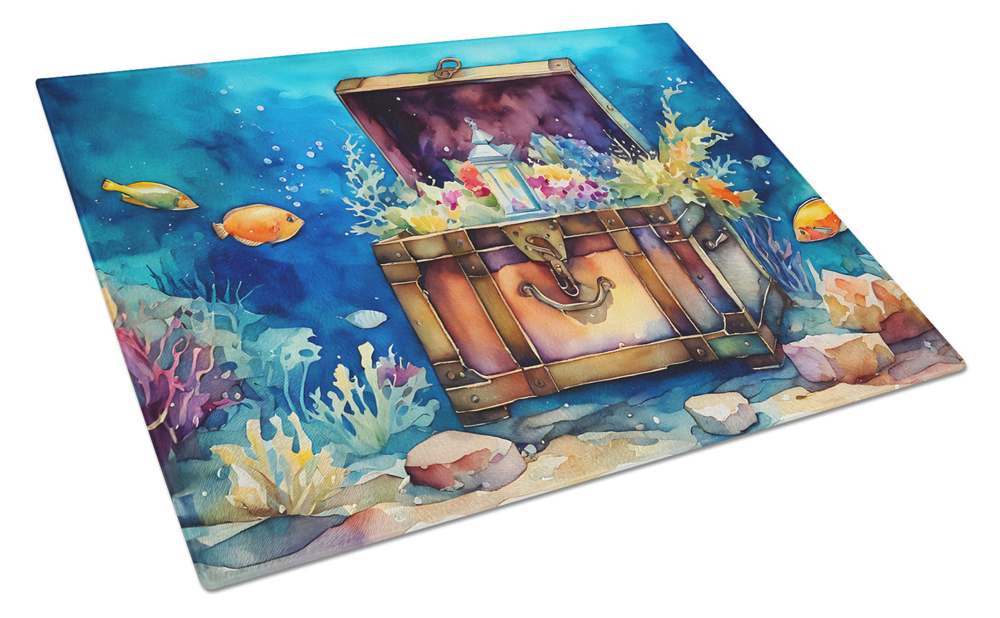 Treasure Chest Glass Cutting Board Large