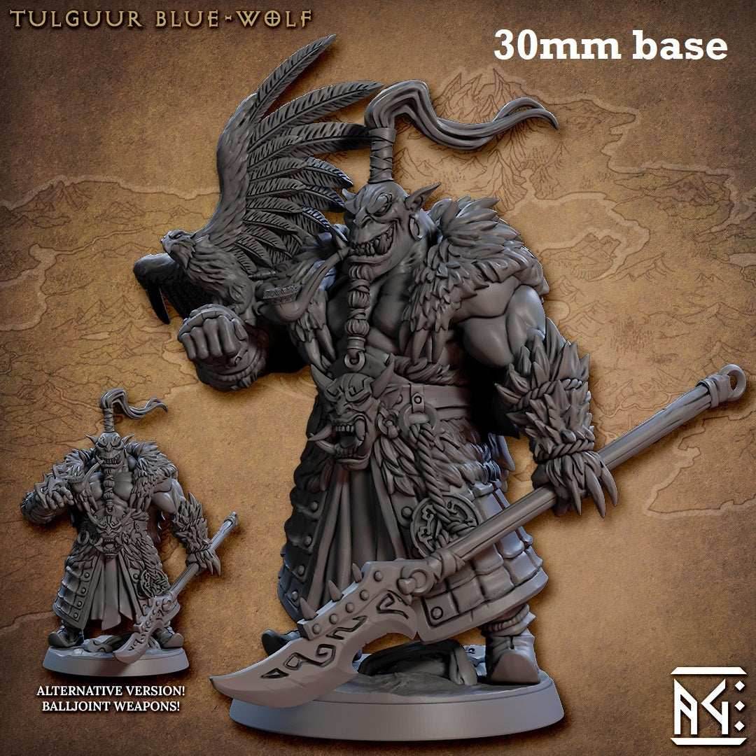 Tulguur Blue-Wolf (Male Orc Shaman) - With Hawk (Closed Fist)