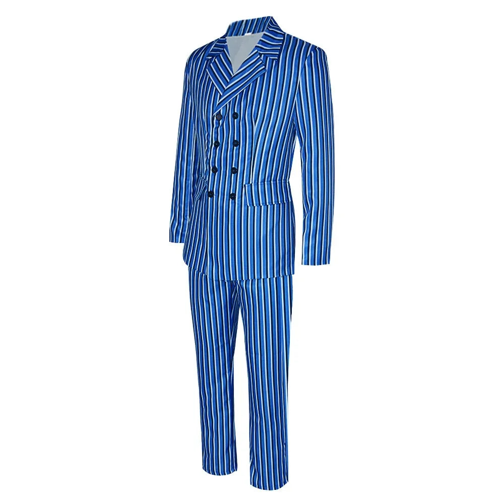 TV Play Doctors Who Season 14 Cosplay Costume Men's Blue Striped Suit Adult Performance Uniform Set Halloween Party Costumes