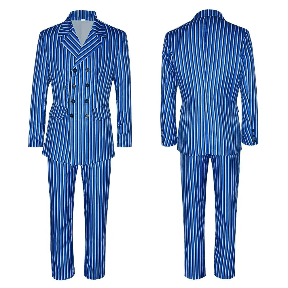 TV Play Doctors Who Season 14 Cosplay Costume Men's Blue Striped Suit Adult Performance Uniform Set Halloween Party Costumes