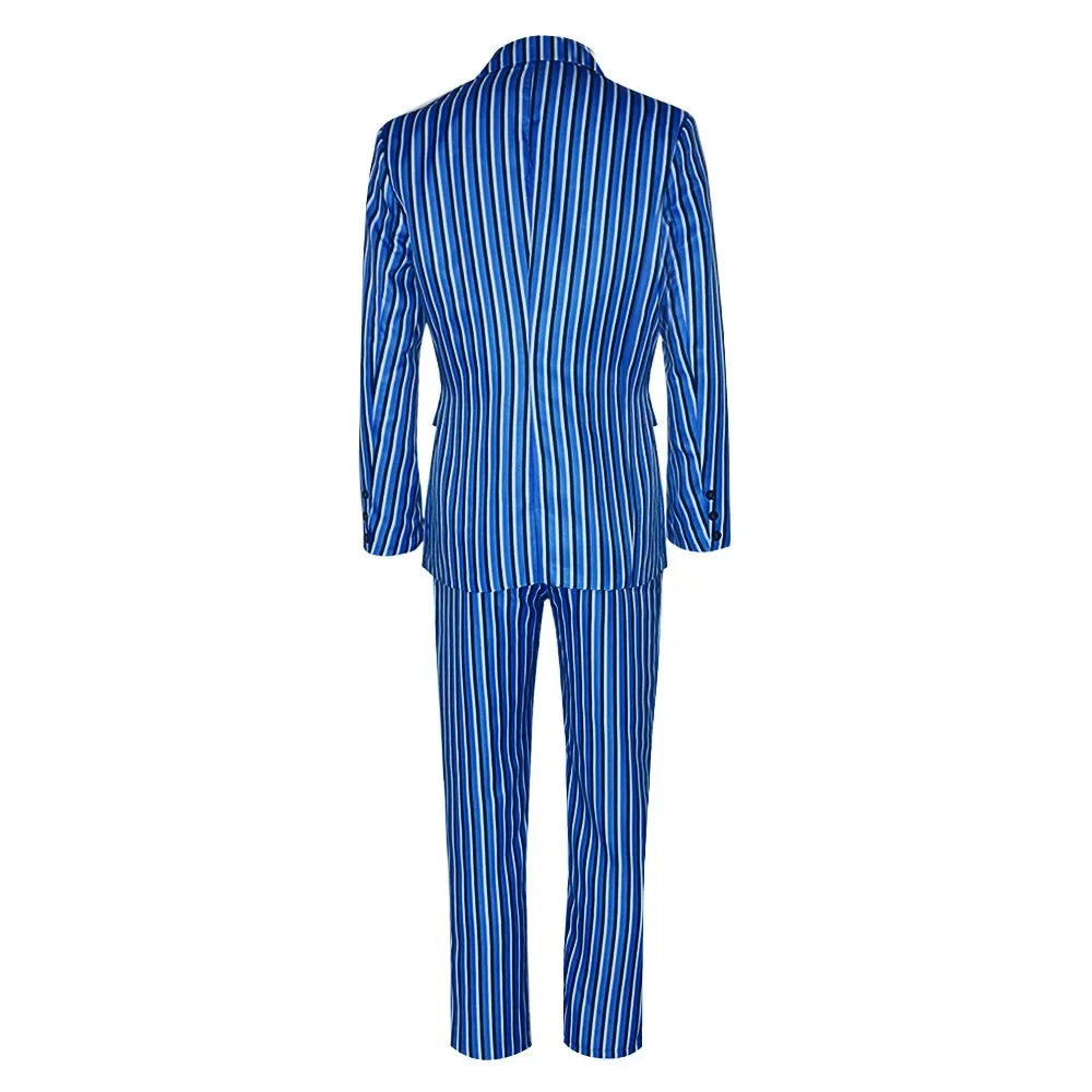 TV Play Doctors Who Season 14 Cosplay Costume Men's Blue Striped Suit Adult Performance Uniform Set Halloween Party Costumes