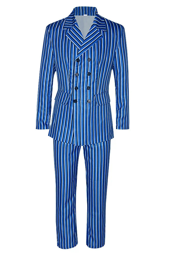 TV Play Doctors Who Season 14 Cosplay Costume Men's Blue Striped Suit Adult Performance Uniform Set Halloween Party Costumes