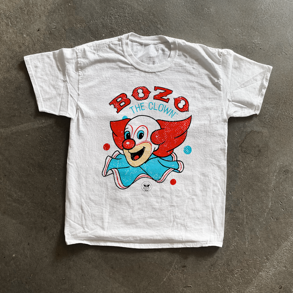 Retro 'Bozo The Clown' Washed White T-Shirt