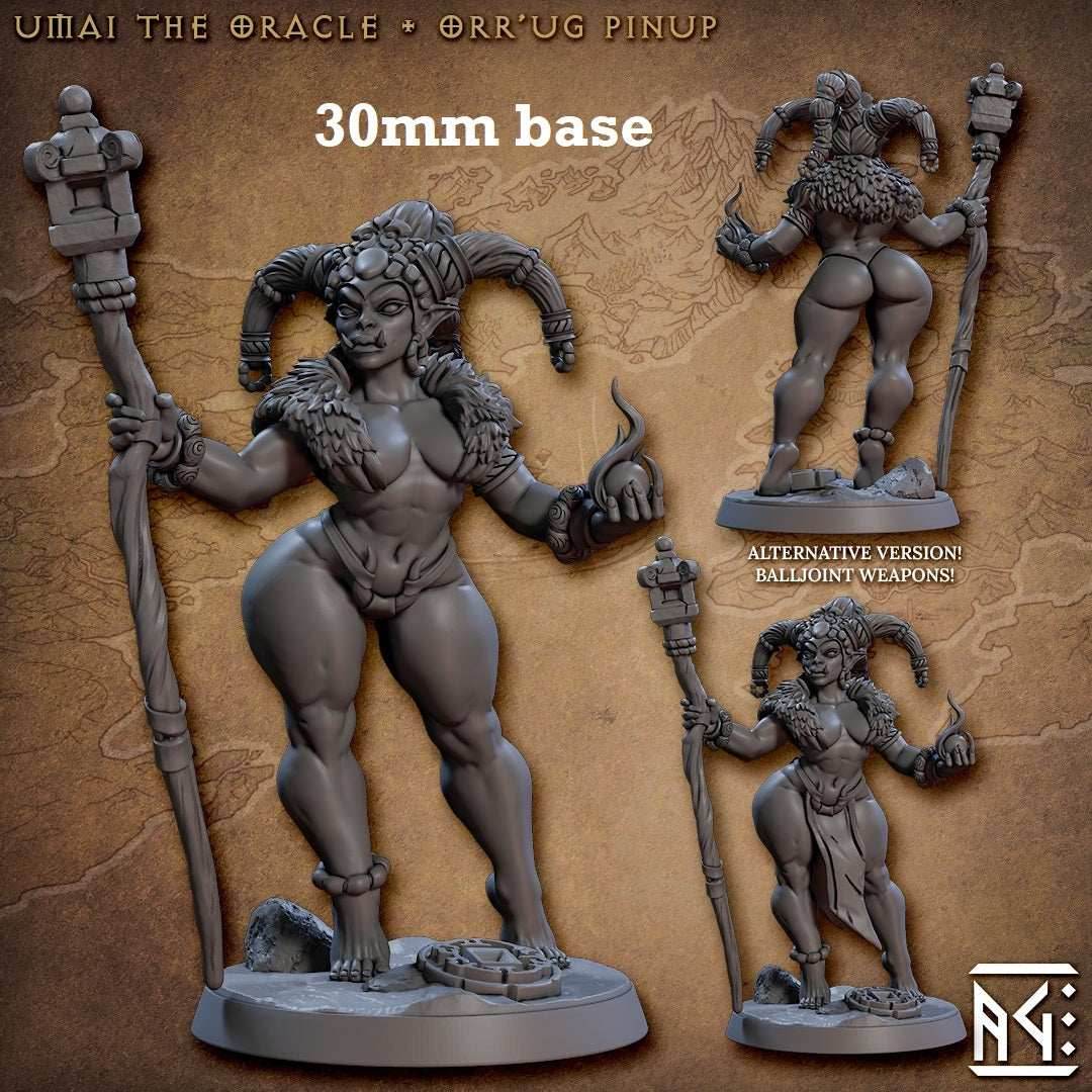Umai the Oracle (Female Orc Cleric Pinup) - Strapped Thong