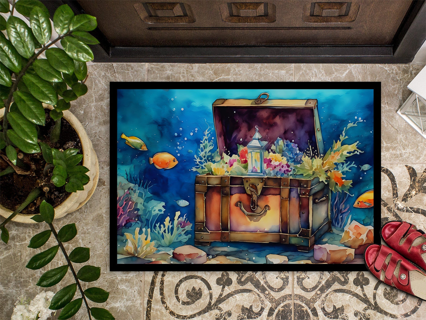 Under the sea Treasure Chest Doormat 18x27in