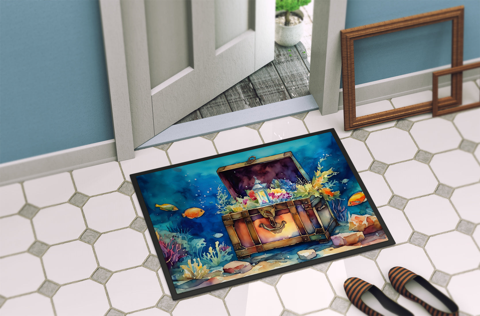 Under the sea Treasure Chest  Doormat 24x36in