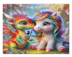 Unicorn & Dragon Personalized Wooden Puzzle | 60 Pieces | 15x20cm