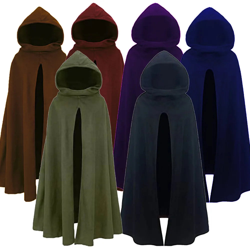 Unisex Halloween Costume Hooded Cape Renaissance Witch Archer Cloak Medieval  Rangers Hunter Cosplay Props Adult