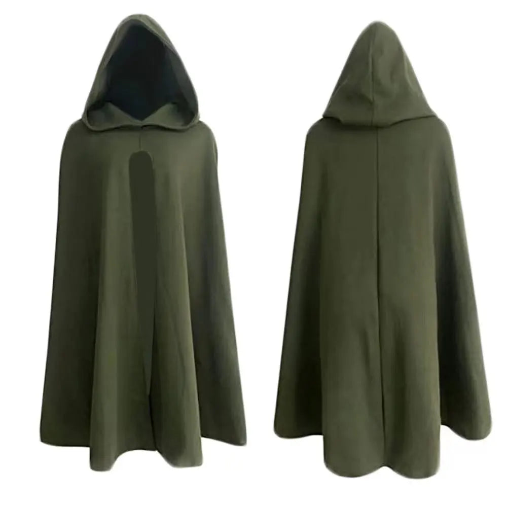 Unisex Halloween Costume Hooded Cape Renaissance Witch Archer Cloak Medieval  Rangers Hunter Cosplay Props Adult