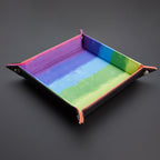Metallic Dice Games Velvet Folding Dice Tray with Leather Backing 10" x 10"