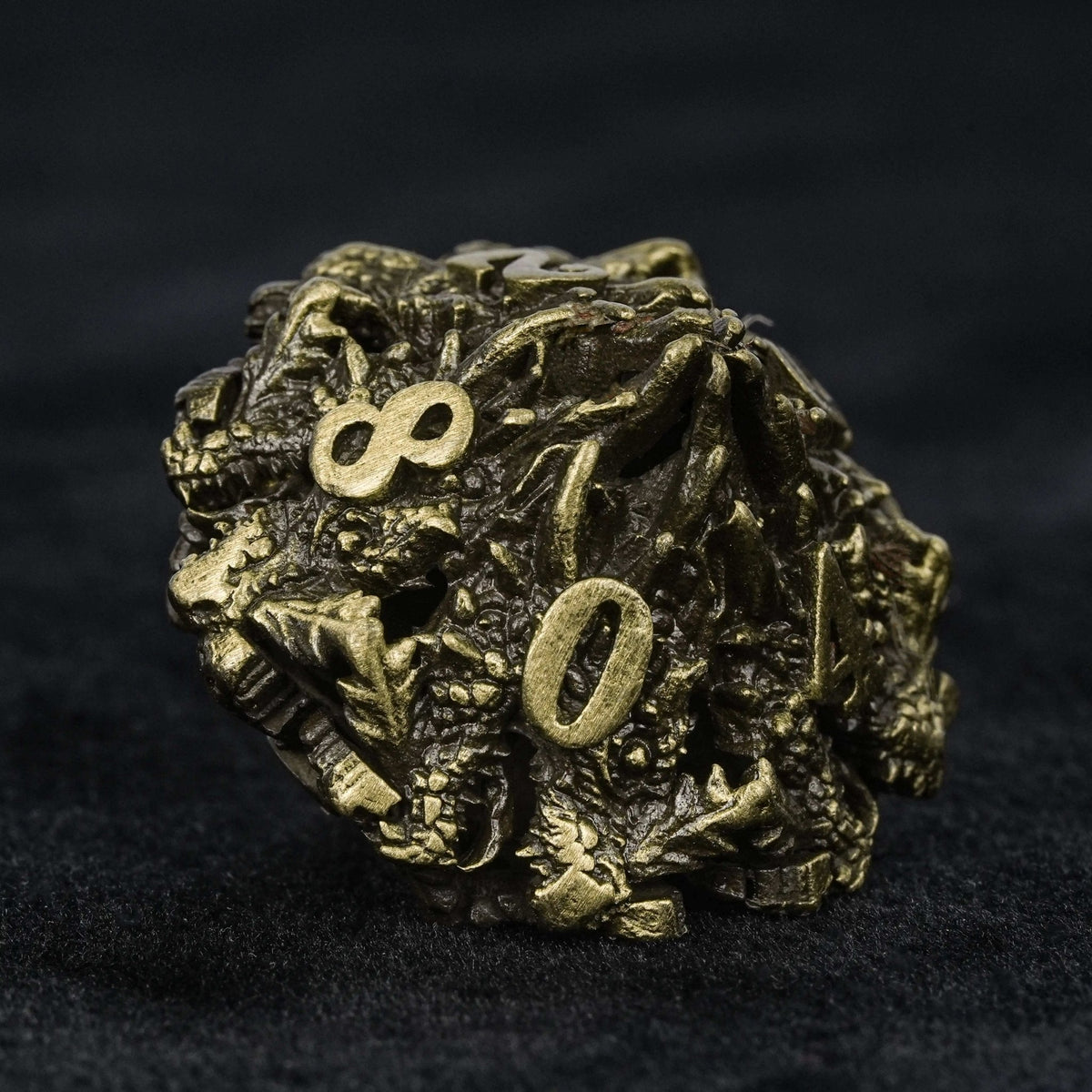 Unusual dragon head bronze hollow metal irregular dnd dice set