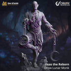 Uxas the Reborn (Male Drow Lunar Monk) - 32mm Scale