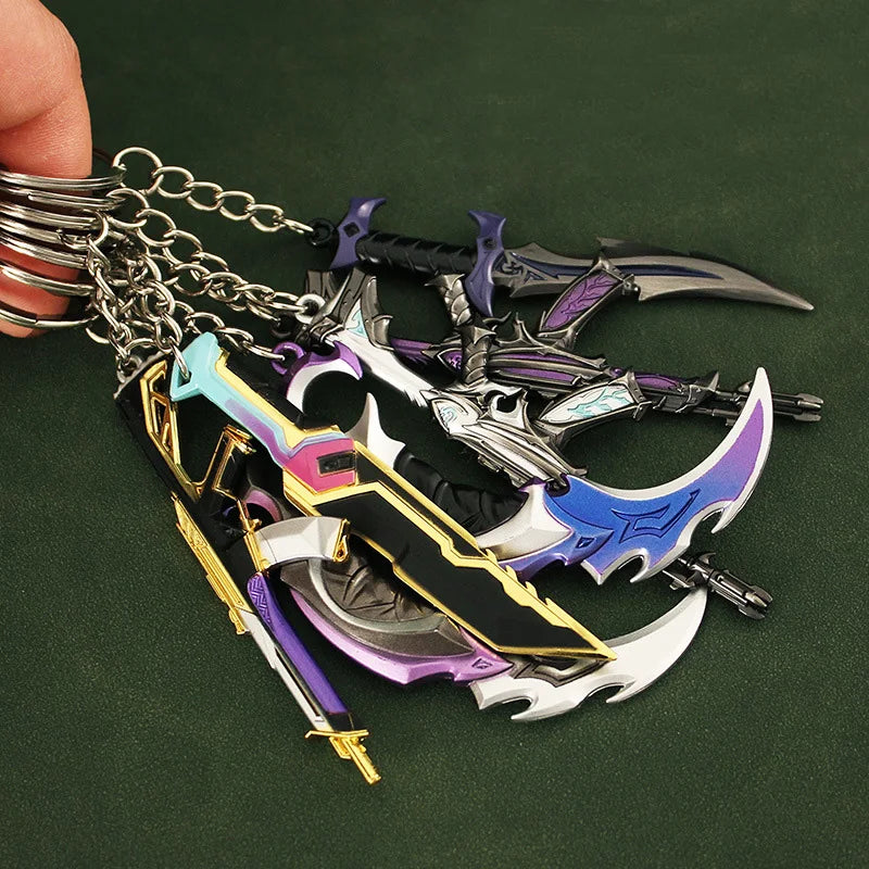 Valorant  Melee Reaver 2.0 Karambit Keychain Game Peripheral M4 Samurai Dagger Model Metal Key Ring Pendant Jewelry Male Gift