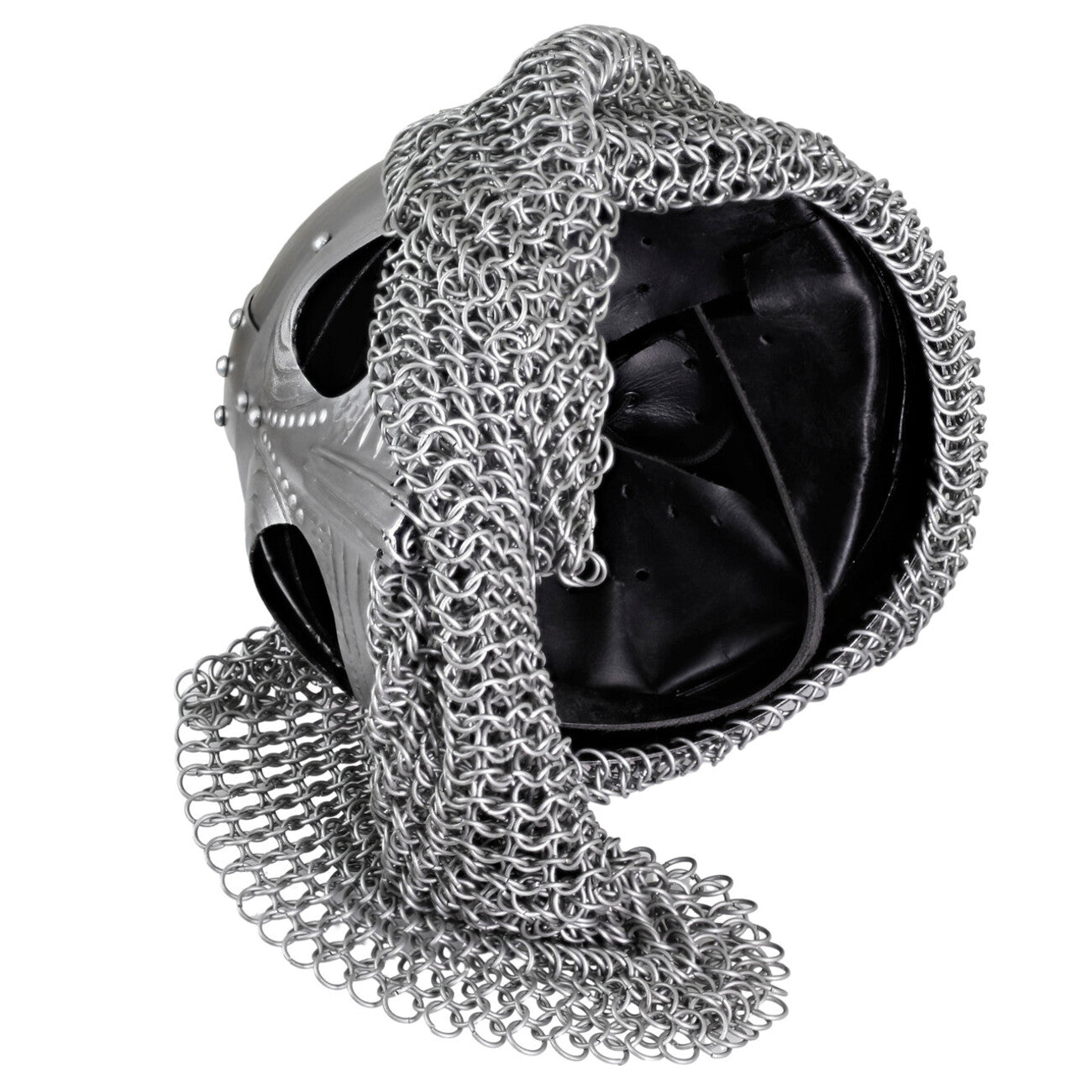 Vandals Wrath Forged Steel Gothic Helmet with Chainmail Defense