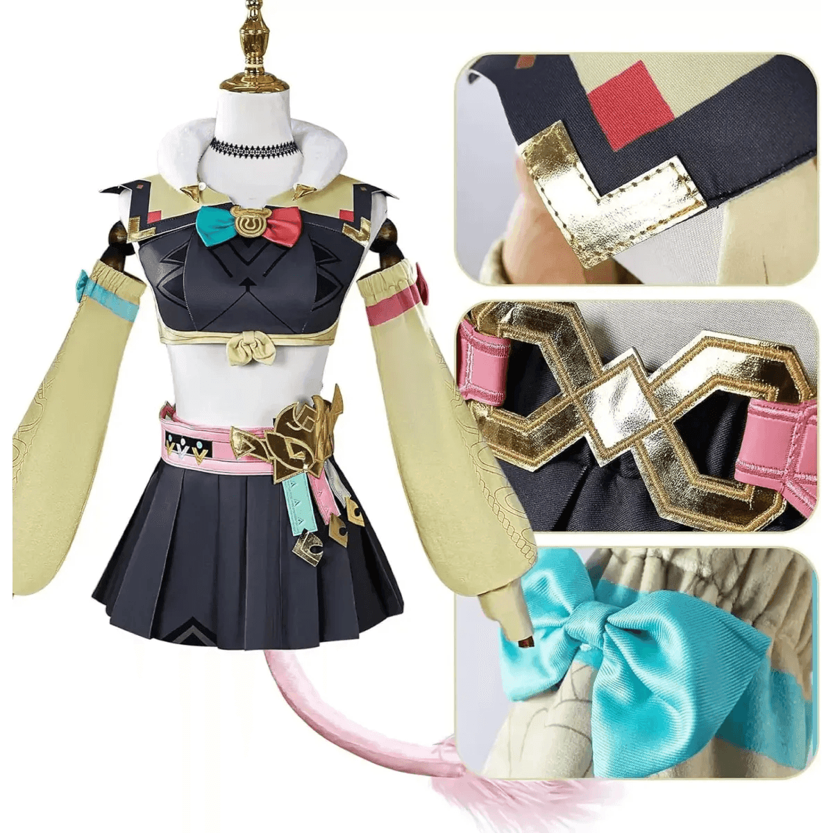 Varesa Genshin Cosplay Costume Set – Kawaii Skirt Wig Tail Outfit - Wig Only / XXL