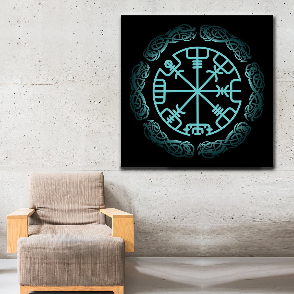 Vegvisir Viking Symbol Icelandic Magical Stave Framed Wall Art