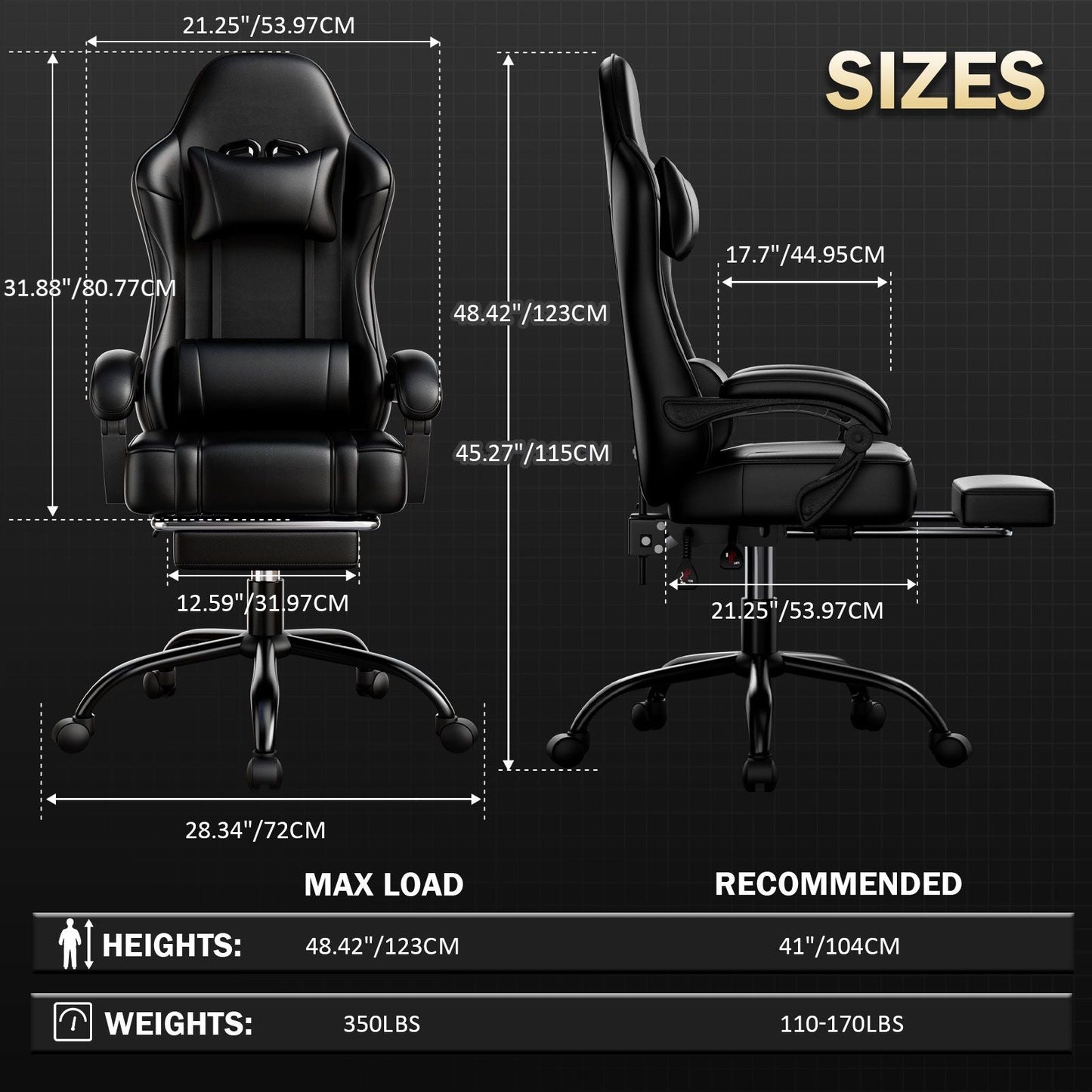 Video Game Chairs for Adults, PU Leather Gaming Chair with Footrest, 360°Swivel Adjustable Lumbar Pillow Gamer Chair, Comfortable Computer Chair for Heavy People