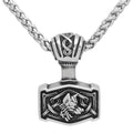 Vikings Wolf Mjolnir Stainless Steel Necklace - 