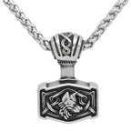 Vikings Wolf Mjolnir Stainless Steel Necklace - 