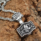 Vikings Wolf Mjolnir Stainless Steel Necklace - 