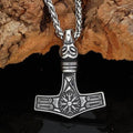 Vikings Mjolnir Aegishjalmur Stainless Steel Necklace - 