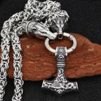 Vikings Bear Head Mjolnir Stainless Steel Necklace - 50 CM / 20 INCHES
