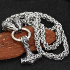 Vikings Bear Head Mjolnir Stainless Steel Necklace - 50 CM / 20 INCHES
