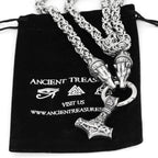 Vikings Bear Head Mjolnir Stainless Steel Necklace - 50 CM / 20 INCHES