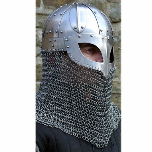 Viking Helmet Battle Armor 18G Steel and Chainmail