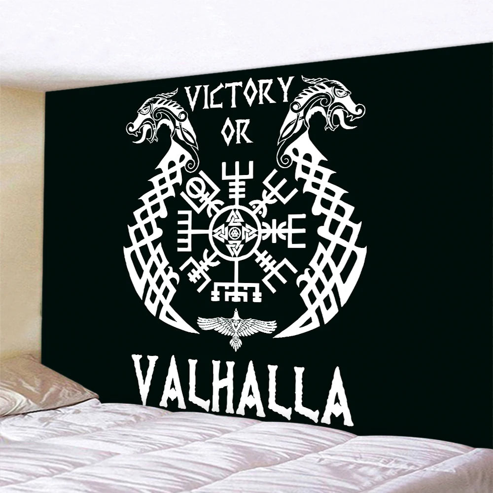 Viking mystical symbol home decoration tapestry psychedelic scene tapestry Bohemian Upholstered Sofa carpet witchcraft yoga mat