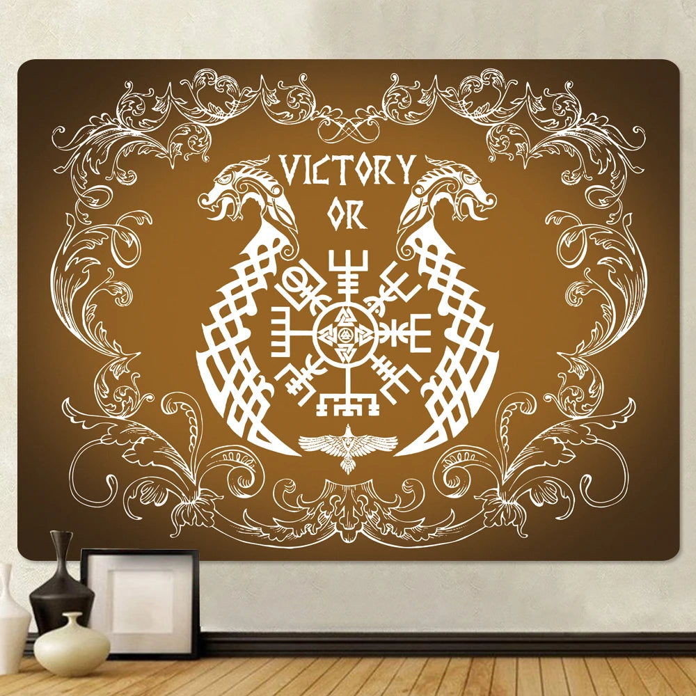 Viking mystical symbol home decoration tapestry psychedelic scene tapestry Bohemian Upholstered Sofa carpet witchcraft yoga mat