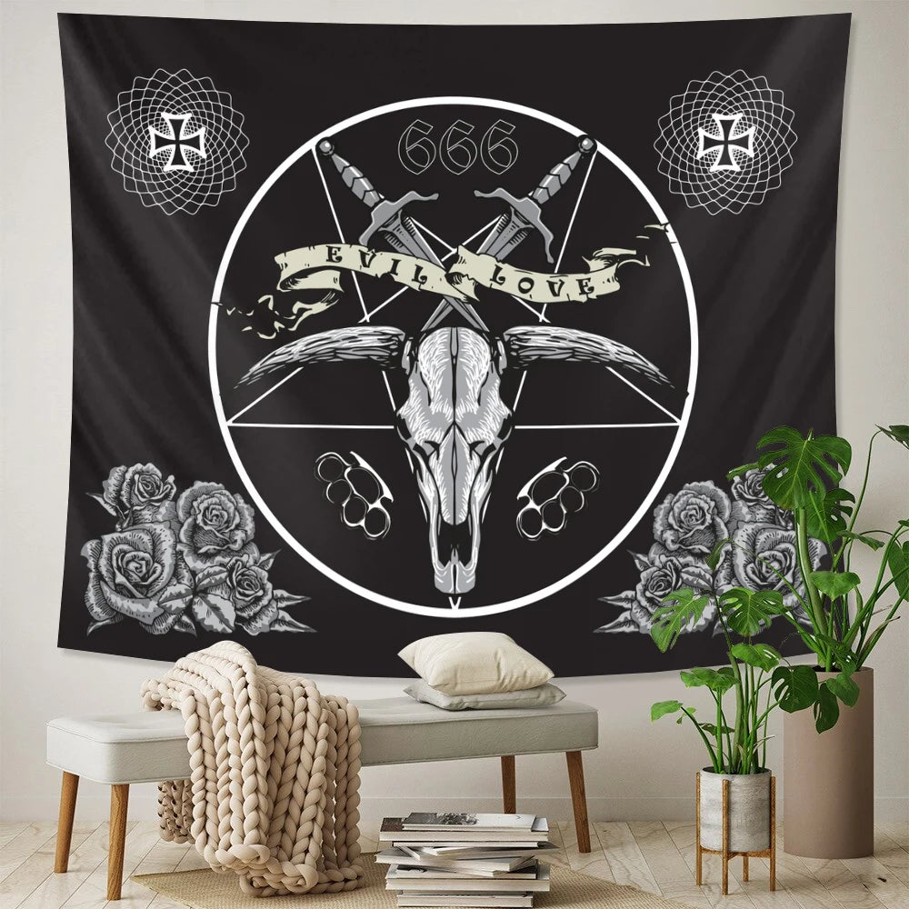 Viking mystical symbol home decoration tapestry psychedelic scene tapestry Bohemian Upholstered Sofa carpet witchcraft yoga mat