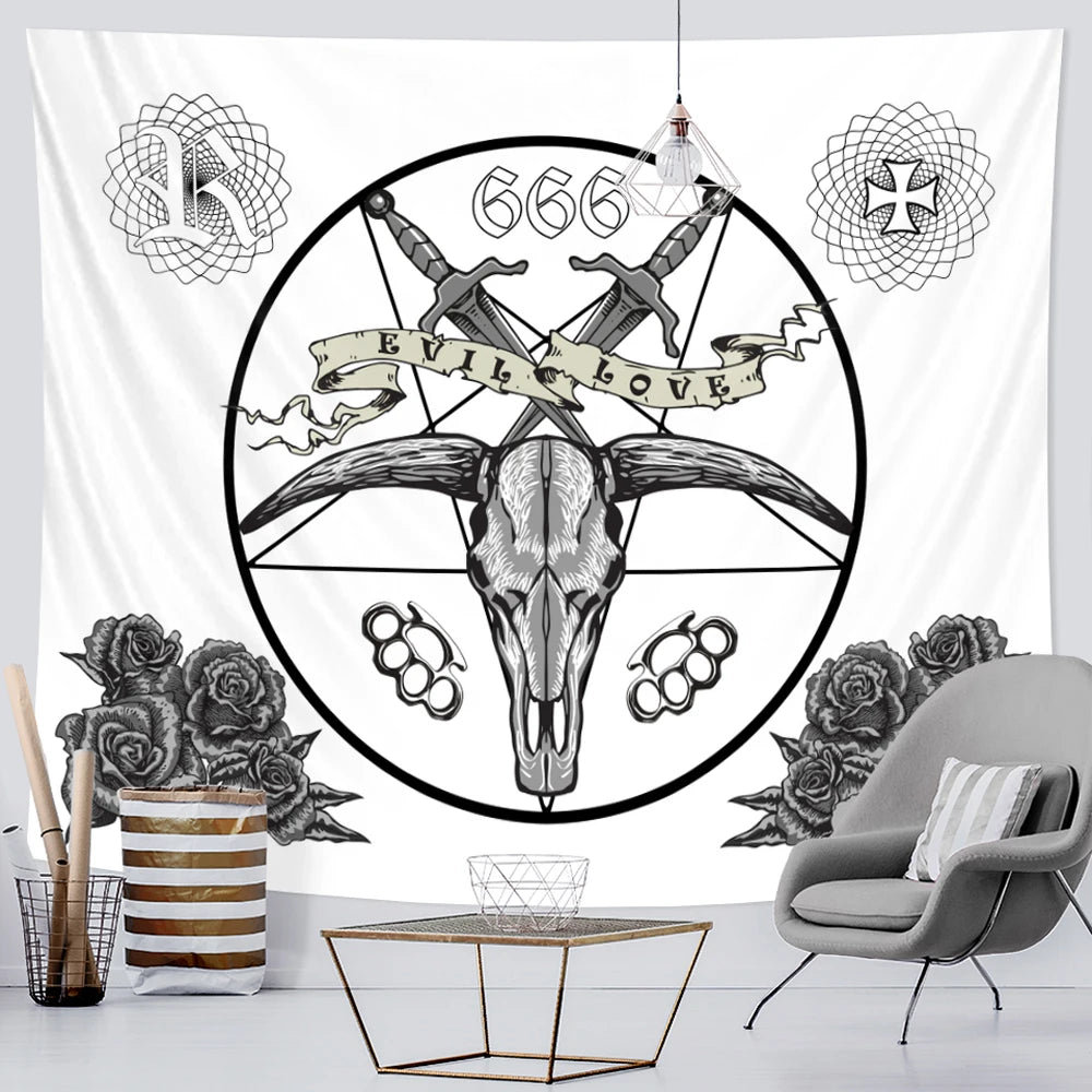 Viking mystical symbol home decoration tapestry psychedelic scene tapestry Bohemian Upholstered Sofa carpet witchcraft yoga mat