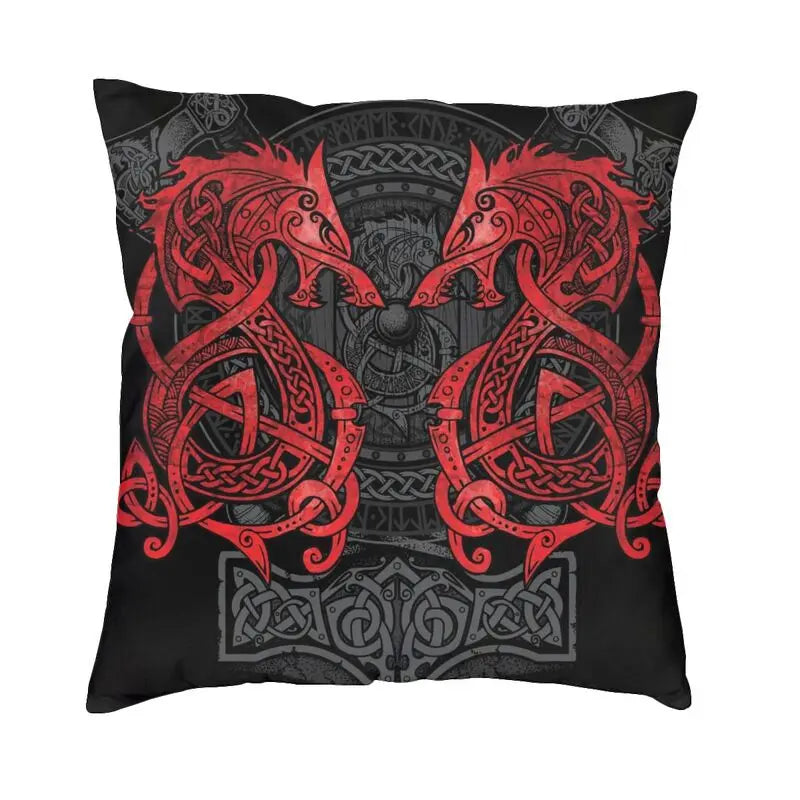 Viking Runes Thor Mjolnir Cushion Covers 40x40 Soft Norse Valhalla Odin Pillow Case for Sofa Car Square Pillowcase Decoration