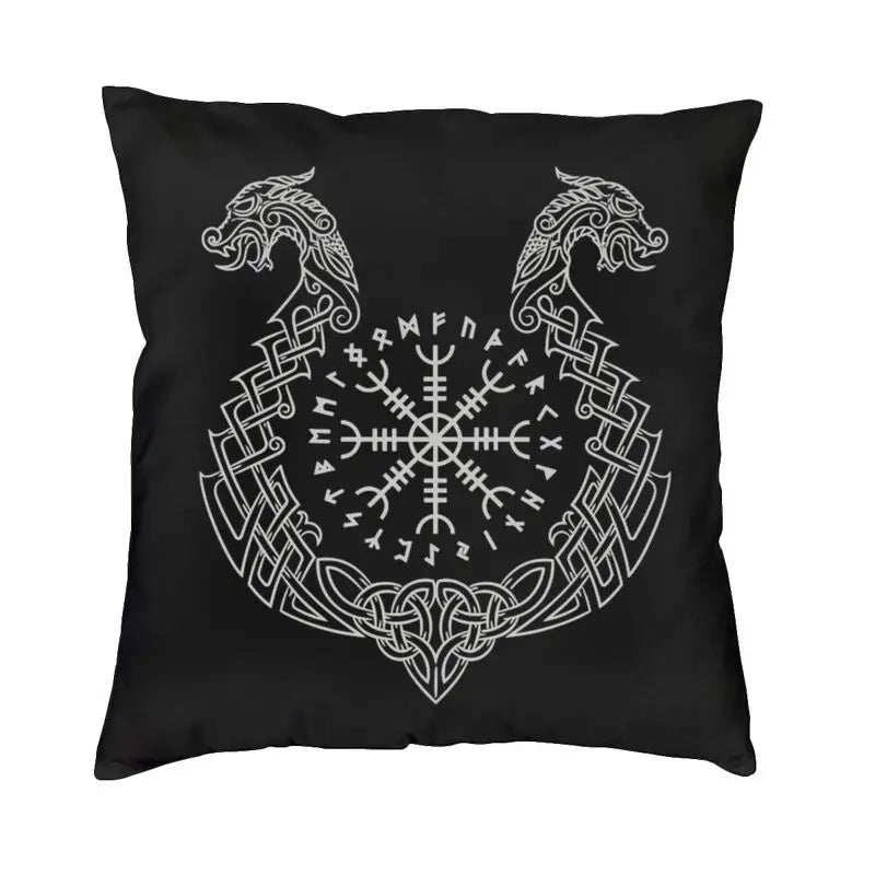 Viking Runes Thor Mjolnir Cushion Covers 40x40 Soft Norse Valhalla Odin Pillow Case for Sofa Car Square Pillowcase Decoration