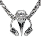 Vikings Runic Raven Skull King Chain Stainless Steel Necklace - 50 CM / 20 Inches
