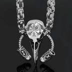 Vikings Runic Raven Skull King Chain Stainless Steel Necklace - 50 CM / 20 Inches