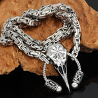 Vikings Runic Raven Skull King Chain Stainless Steel Necklace - 50 CM / 20 Inches