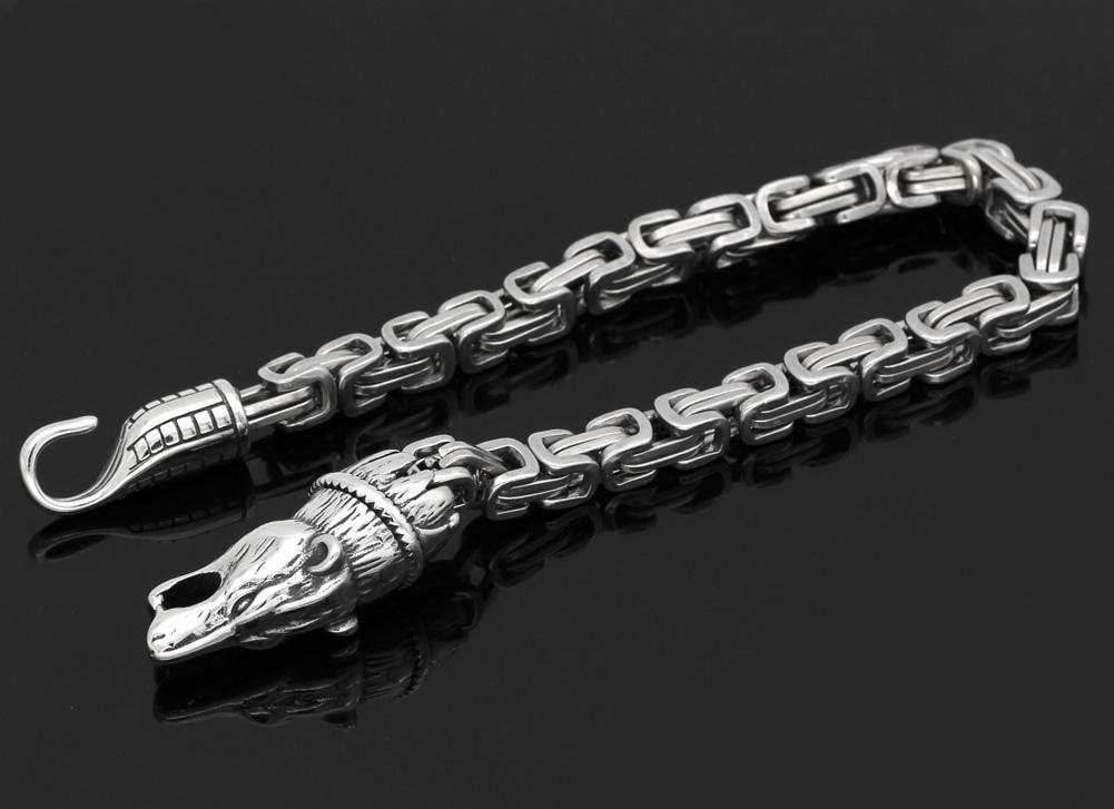 Vikings Fenrir Wolf Stainless Steel Bracelet - 19 CM / 7.4 INCHES