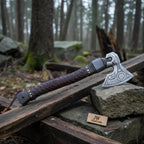 Viking Style Engraved Axe | Handcrafted Leather Wrapped Handle