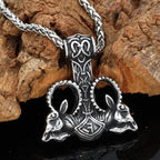 Vikings Thor's Rams Mjolnir Stainless Steel Necklace - 50 CM / 20 Inches