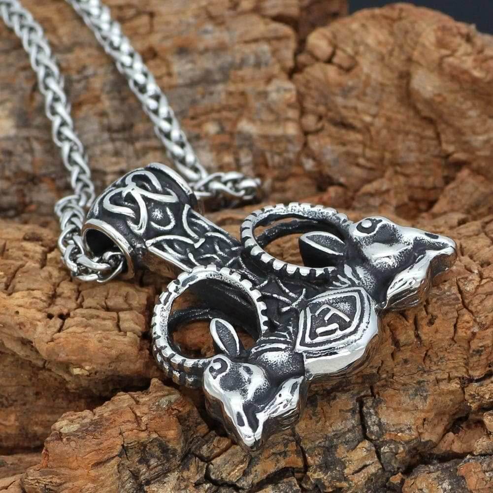 Vikings Thor's Rams Mjolnir Stainless Steel Necklace - 50 CM / 20 Inches