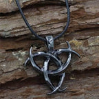 Vikings Triple Horn of Odin Stainless Steel Necklace - 