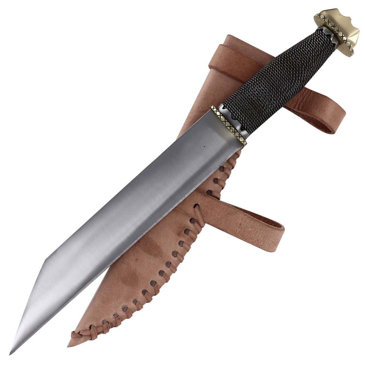 Viking Valor Handcrafted Stainless Steel Seax Knife with Wire-Wrapped Handle