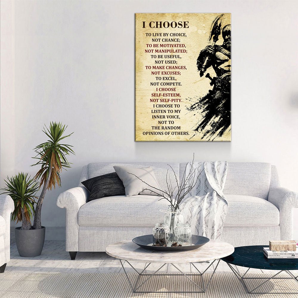 Viking Warrior Quote Canvas Wall Art, I Choose To Live By Choice