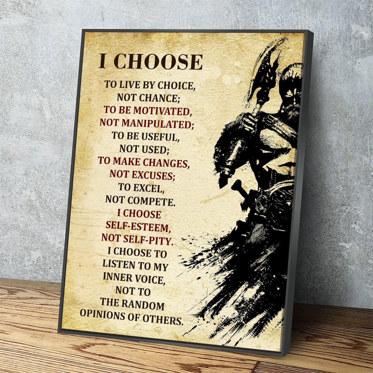 Viking Warrior Quote Canvas Wall Art, I Choose To Live By Choice