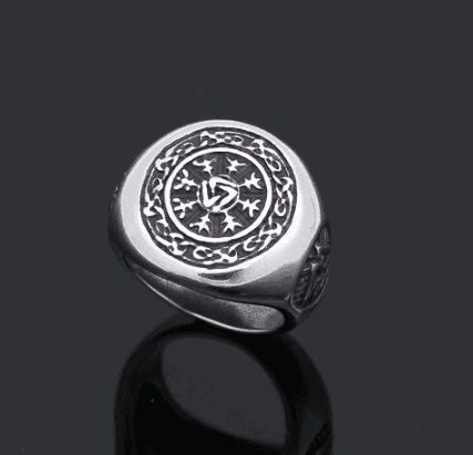 Vikings Helm of Awe Valknut Stainless Steel Ring - 9