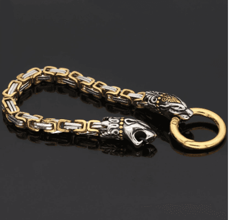 Vikings Snake Head Stainless Steel Bracelet - 19CM