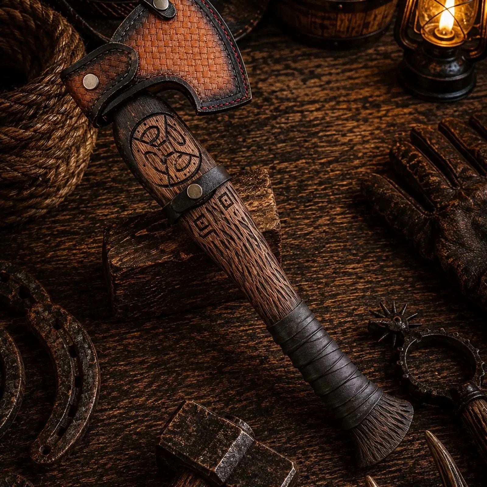 Vindflaug Viking Axe – Hand Forged 1095 Carbon Steel & Leather Grip