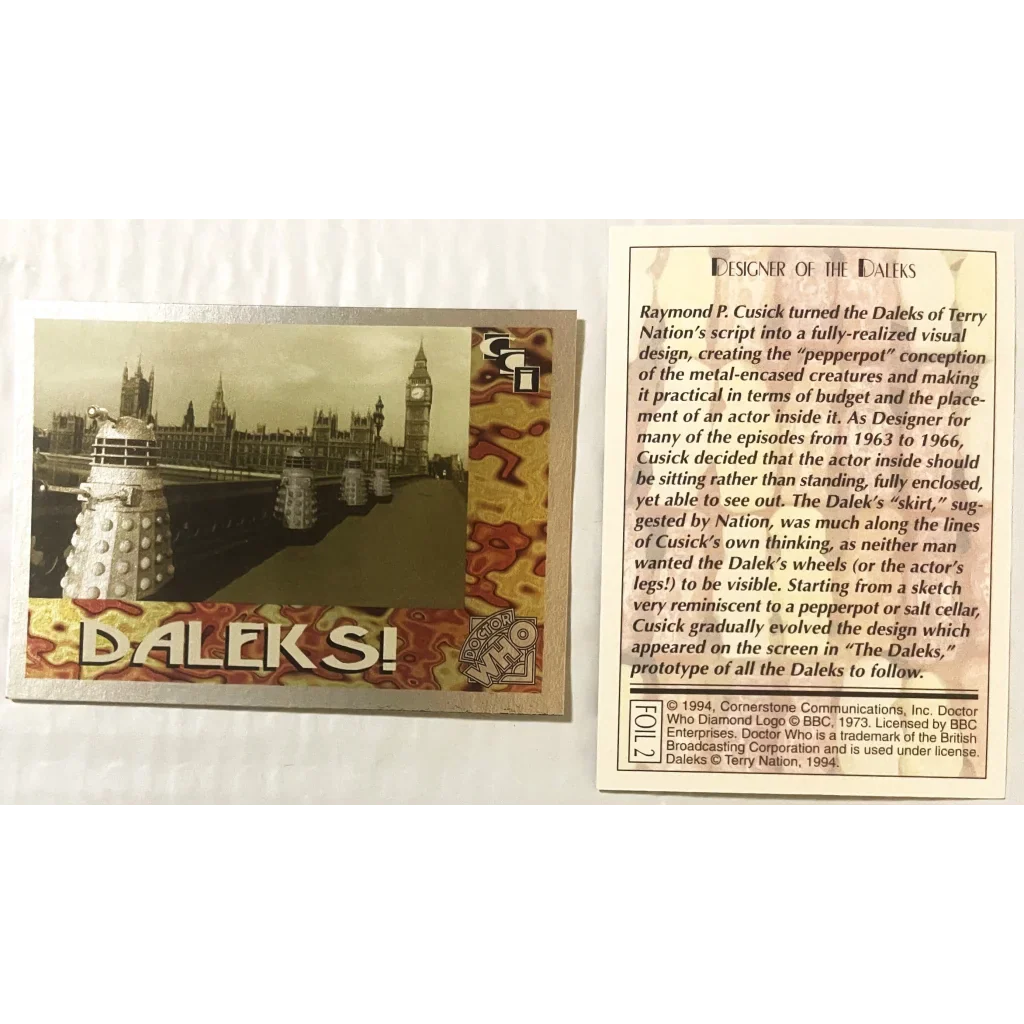 🛸 Vintage 1994 Doctor Who Daleks Foil Trading Card — Card 2 of 6
